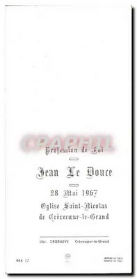 Krucyfikcja — Święty Jan Chrzciciel — Libr. DEGRAEVE, Crèvecoeur-le-Grand — Rewers