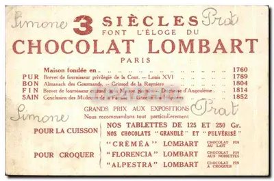 Clodion, 2º rei da França — Coleção Chocolat Lombart, n°2 — Verso