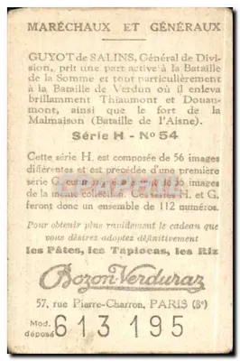 Général GUYOT de SALINS — kolekcja BOZON VERDURAZ, seria H n°54 — Rewers