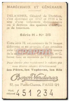 Geral Delambre — Coleção Bozon-Verdura — Série H n°35 — Verso