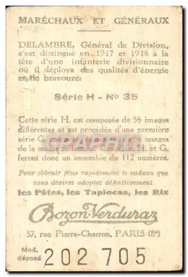 Geral Delambre — Coleção Bozon-Verdura — Série H n°35 — Verso
