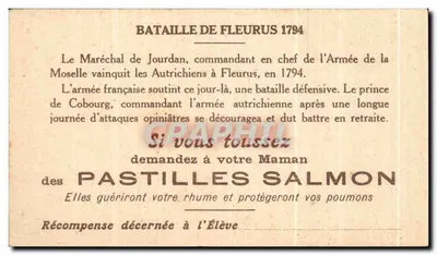 Batalha de Fleurus 1794 — ilustração histórica — editor não visível — Verso