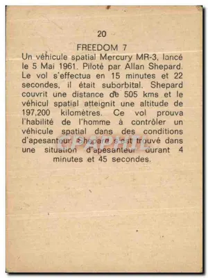 Freedom 7 — Veículo espacial Mercury MR-3 — United States — Verso