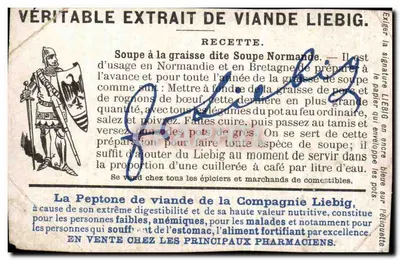 Chromo Veritable Extrait De Viande Liebig Chevalier — Verso