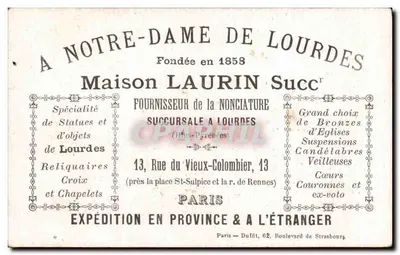 Lourdes — Estatua San Miguel — Maison Laurin — Reverso