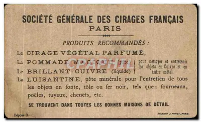Talerz i butelka — Société Générale des Cirages Français — Tom Tit — Rewers