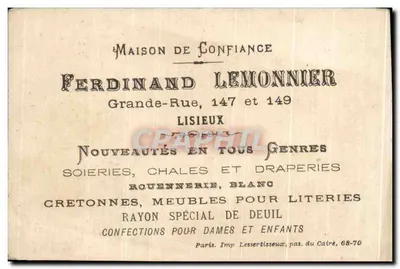 Imagem Publicitária O primeiro cigarro Cigar Criança Ferdinand Lemonnier Lisieux — Verso