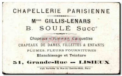 Chromo Mandoline Czapelarnia Paryska Gillis Lenars Soule Wielka Ulica Lisieux Serce — Rewers