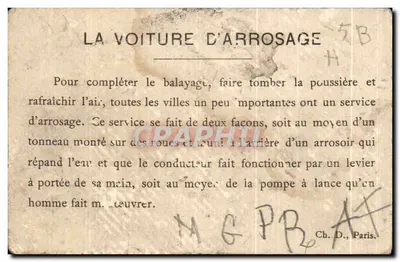 La Voiture d'Arrosage — Prace w Paryżu — wydawca Ch. D., Paryż — Rewers