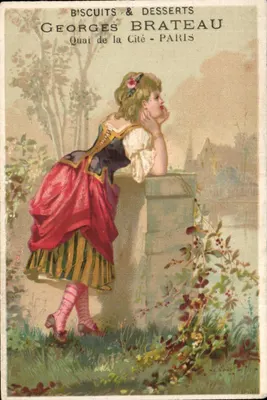 Mulher em vestido vermelho — Quai de la Cité, Paris — Georges Brateau