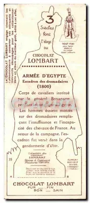 Soldat de l'Escadron des Dromadaires — Armée d'Égypte (1800) — Collection du Chocolat Lombart, n°35 — Rewers