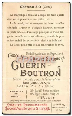 Kasteel van O (Orne) — reclameillustratie voor het chocolade Guérin-Boutron — nr. 34 — Achterkant