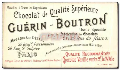 Mosquée Orta-Keui przy wejściu do Bosforu — seria 'Le Tour du Monde en 84 Étapes' — Chocolat Guérin-Boutron n°61 — Rewers