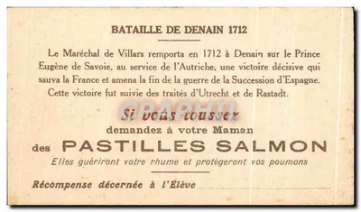 Bataille de Denain 1712 — illustration de bataille — éditeur non visible — Verso