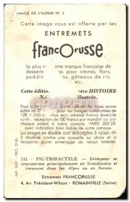 Sokoł tridaktylny — karta n°142 — Entremets FrancOrusse — Rewers