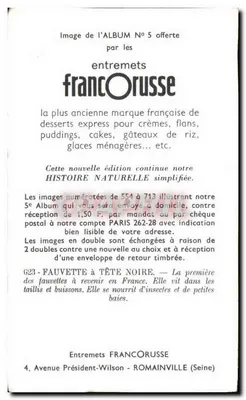 Fauvette a testa nera — Album N°5 — Entremets FrancOrusse — Achterkant