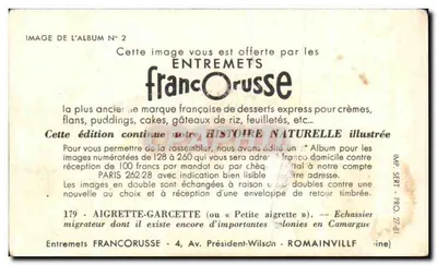 Aigrette-Garcette — n°179 — Entremets Francoruisse — Verso