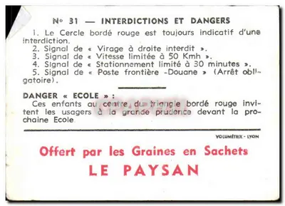 Zakaz i niebezpieczeństwa — N° 31 — Wolumetria - Lyon — Rewers