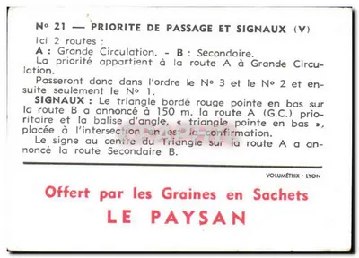 Priorytet przejazdu i znaki — Volumétrix - Lyon, nr 21 — Rewers