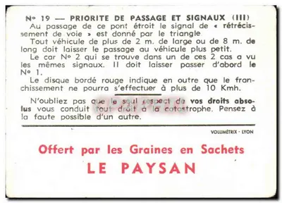Priorytet przejazdu i sygnały (III) — N° 19 — Volumétrie - Lyon — Rewers