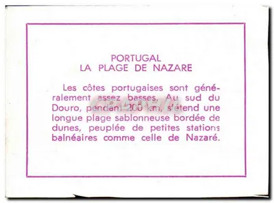 Portugalia: plaża Nazaré — widok portu z falami i łodziami — Rewers