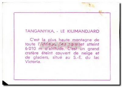 Tanganyika: Kilimanjaro — montagna innevata con elefanti — editore G. Schreiber — Verso