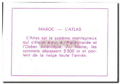 Maroko: Atlas — zimowy krajobraz górski — wydawca nie widoczny — Rewers