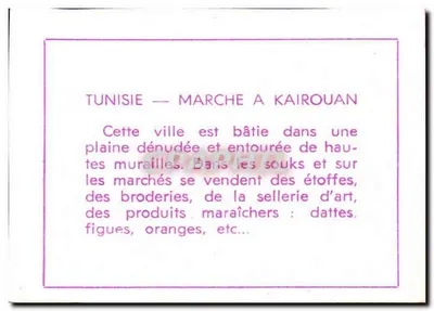 Tunísia: mercado em Kairouan — edição não identificada — Verso