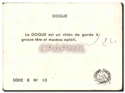 Dogue — cão de guarda — Edições Educativas Paris, Série B N° 10 — Verso