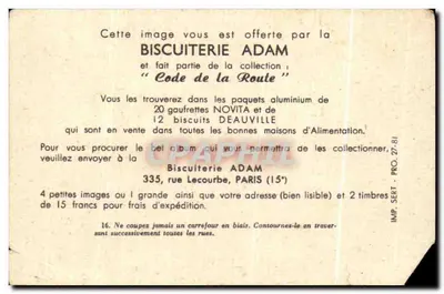 Dzieci grające w piłkę — ulica — Biscuiterie Adam, kolekcja 'Kodeks Drogowy' nr 16 — Rewers