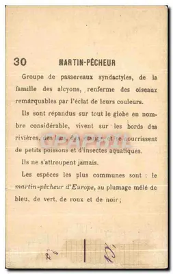 Martin-Pêcheur — seria 30 — wydawca Martin-Pêcheur — Rewers