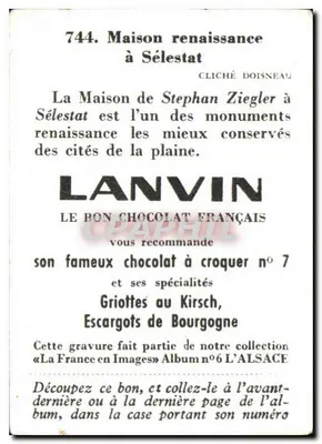 Casa da Renascença em Sélestat — Sélestat — Lanvin Chocolat, 6ª Série n°744 — Verso