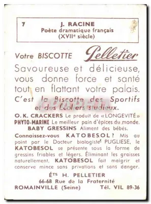 J. Racine — Poeta dramático francês (século XVII) — Pelletier, n°7 — Verso