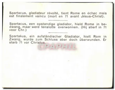 Spartacus, gladiador rebelde — mantém Roma em cheque, mas é finalmente derrotado (morrreu em 71 a.C.) — editor não visível — Verso