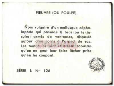 Pieuuvre — wydawca: Wydawnictwo Edukacyjne, Paryż — seria B nr 126 — Rewers