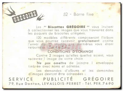 Gymnastyczka francuska — barwa stała — Grégoire n°52 — Rewers