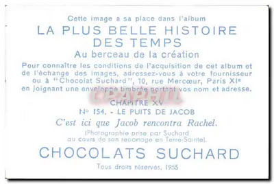 O poço de Jacó — Raquel — Chocolates Suchard, n° 154 — Verso