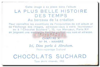 Mambré — Aquí, Dios habló a Abraham — Chocolats Suchard, n° 94 — Reverso
