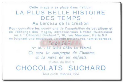 Estátua de Rodin — E Deus criou a mulher — Chocolats Suchard, n°18 — Verso