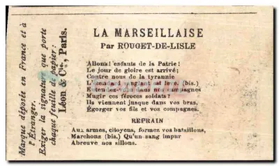 La Marseillaise — Par Rouget-de-Lisle — Éditeur Léon & Cie, Paris — Rewers