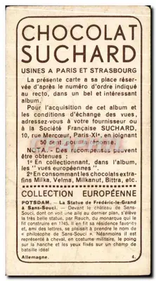 Potsdam — Statua Fryderyka Wielkiego — Collection des Chocolats Suchard — Rewers