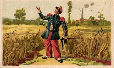 Soldado em uniforme — campo de trigo — editor Brussson J. n°