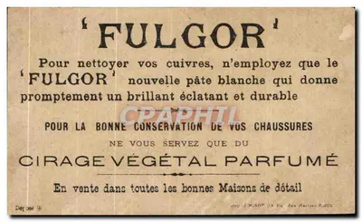 Société Générale des Cirages Français — publicité humoristique avec deux hommes et éditeur IMP. J. MINOT, PARIS — Verso