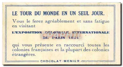 A vegetação encantadora dos países tropicais — Exposição Colonial Internacional de Paris 1931 — Chocolat-Menier — Verso