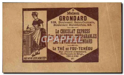 Donna seduta — pubblicità per il cioccolato Grondard — editore Reflexion — Verso