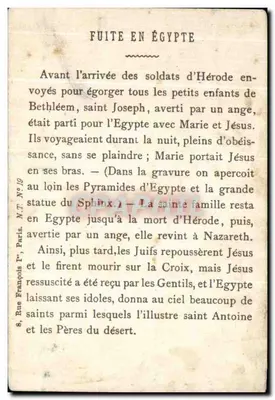 Ucieczka do Egiptu — Wydawca N.T. N°19, Paryż — Rewers