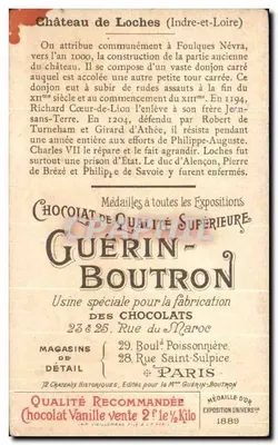 Zamek Loches (Indre-et-Loire) — reklama czekolady Guérin-Boutron — nr 29 — Rewers