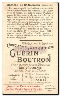 Zamek w Saint-Germain (Seine-et-Oise) — reklama czekolady Guérin-Boutron — n°5 — Rewers