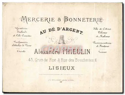 Dois crianças em traje de palhaço — cena de brincadeira — carta publicitária para Alexandre Thieulin, Lisieux — Verso