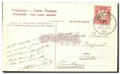Bilhete postal antigo saudação do Lago Kochelsee Cachoeira no Kesselberg — Verso
